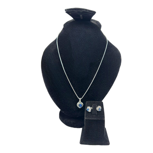 Blue Diamond Sapphire Jewelry Set - D86A - 3